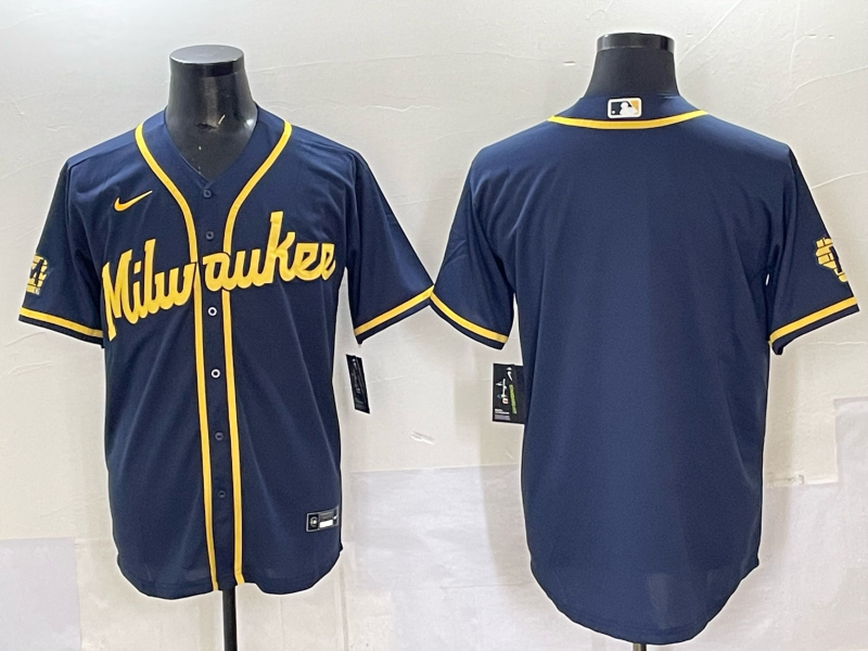 Men Milwaukee Brewers Blank Blue 2025 Nike MLB Jersey style 019->oakland athletics->MLB Jersey